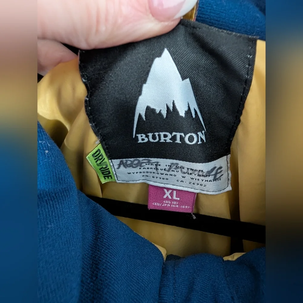 Burton Girls Aubrey Parka Jacket XL Blue Pattern Faux Fur Hood Snow Ski Coat
